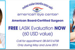 Free Lasik Evaluation Now (60 USD) – American Eye Center Vietnam (May 13 – 30, 2013 )