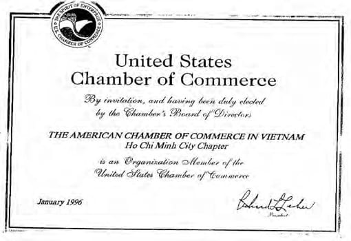 U.S. Chamber of Commerce Membership Certificate