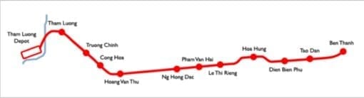 Ho Chi Minh City Metro Line 2 - Map with stations