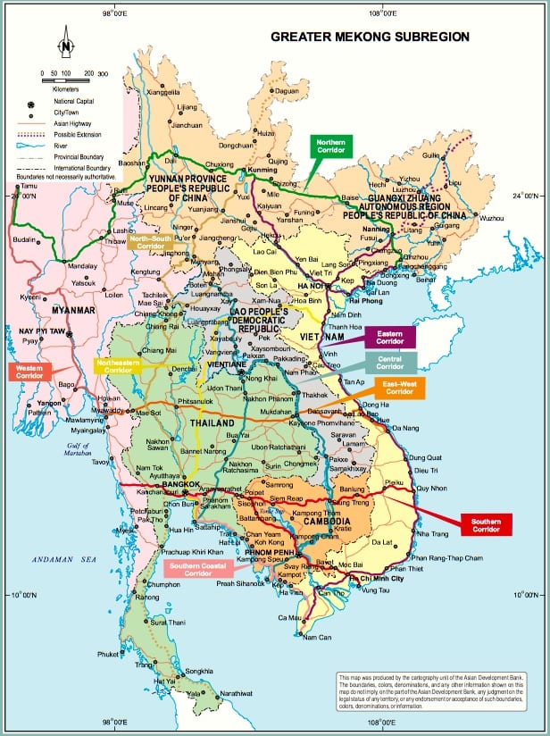 Greater Mekong Subregion (GMS) Road System 2015 Economic Corridors